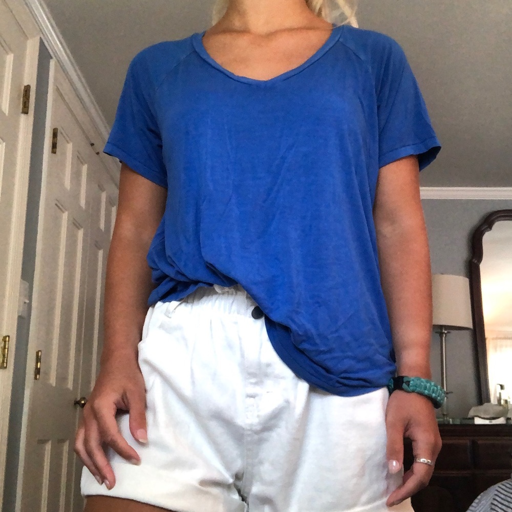 Blue V Neck T Shirt
